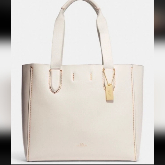Coach Derby Tote White Leather Tote with Minimalist Design - Picture 9 of 12